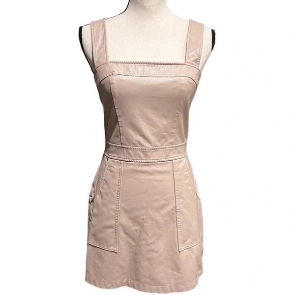 AMANDA UPRICHARD ACE DRESS PALE PINK VEGAN LEATHER SIZE L NWOT - Picture 2 of 9